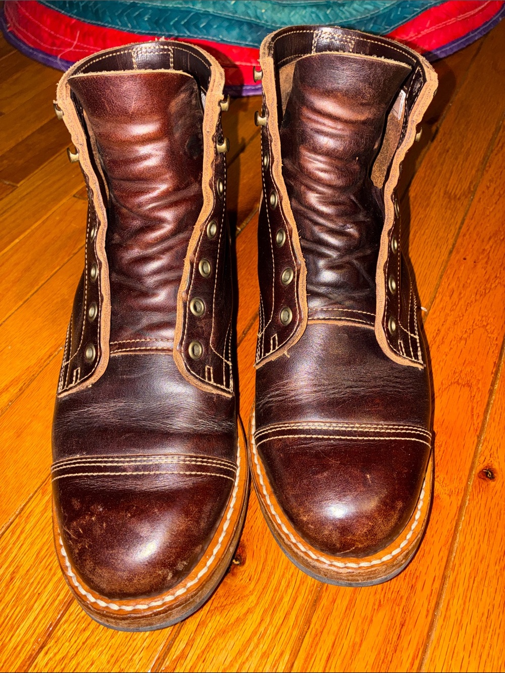 Truman Men's Brown Double Shot cap toe  Leather Lace-Up Boots